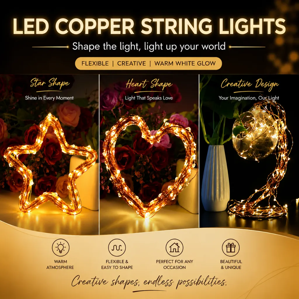 Guirlande Lumineuse LED USB Blanc Chaud – Fil de Cuivre 10 m – 100 LED