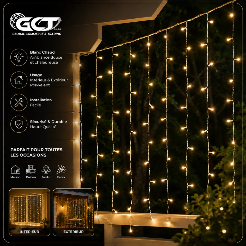 Rideau lumineux LED 1 × 1 m – FH-1M*1M-80LED-F8