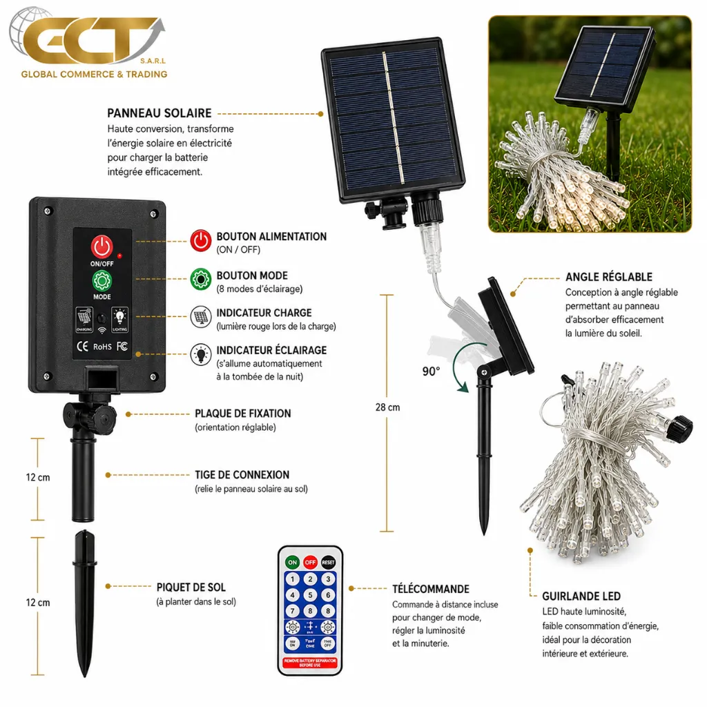 Solar light string:10M100LED  FH-Solar-10M100LED-F5