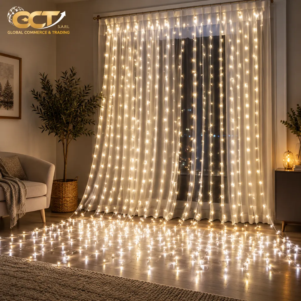 Guirlande Lumineuse Cascade 3 × 3 m – 320 LED – F5 Blanc Chaud.webp
