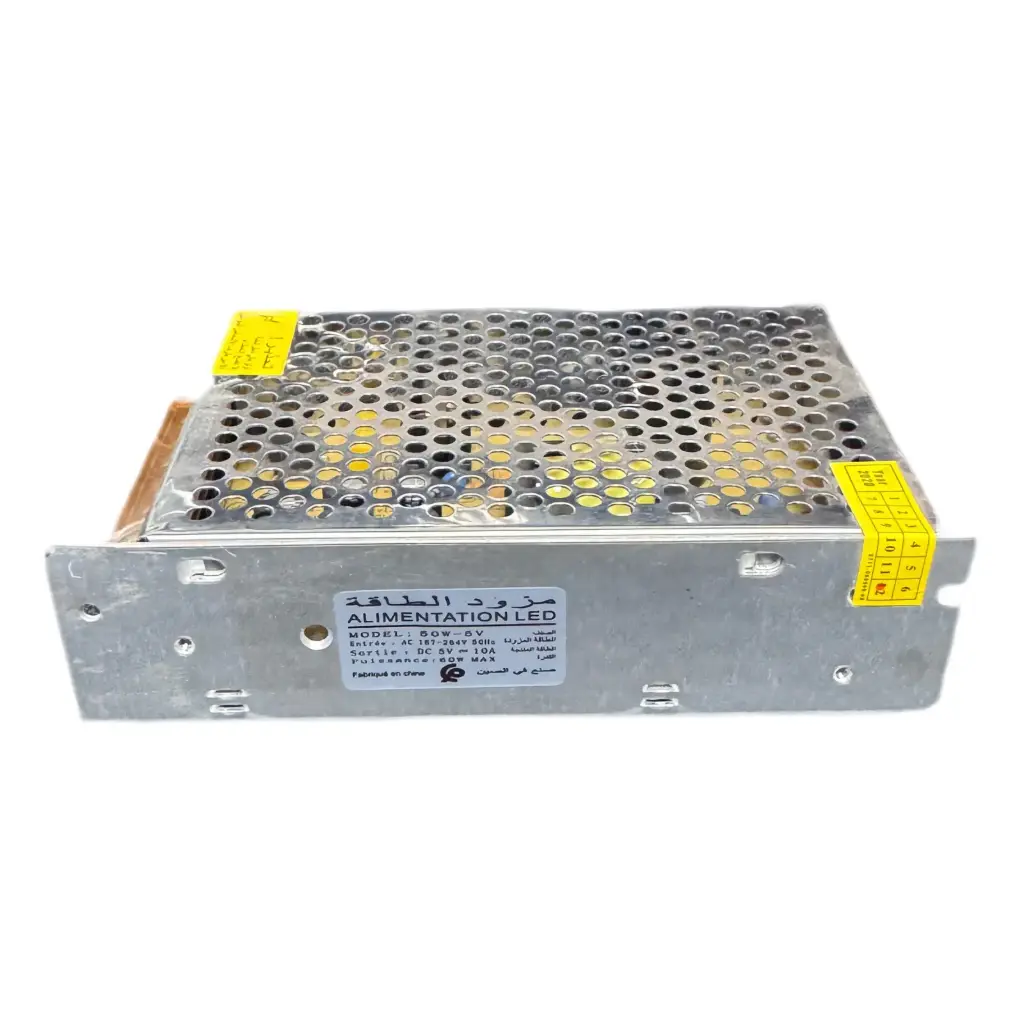 [ALIM-5V50W-MTL] Transformateur LED – Alimentation 5V 50W Cage métal