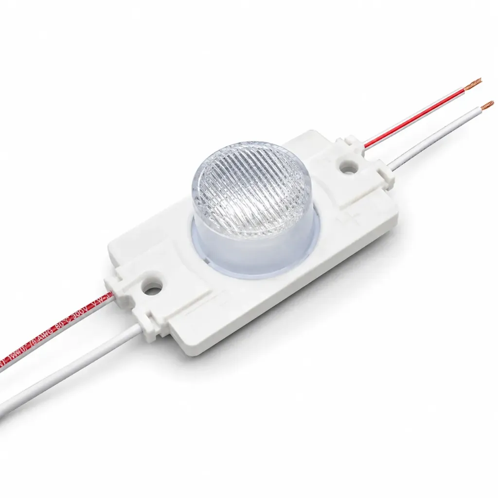 Module 1 LED 12V 1.5W avec Lentille et Fil Cuivre pour Enseignes et Light Box