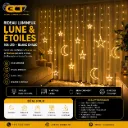 Rideau Lumineux Lune & Étoiles – 108 LED – Blanc Chaud