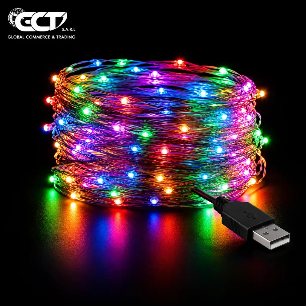 Guirlande Lumineuse USB en Fil de Cuivre – RGB – 10 m – 100 LED – FH-Copper-10M100LED-0603
