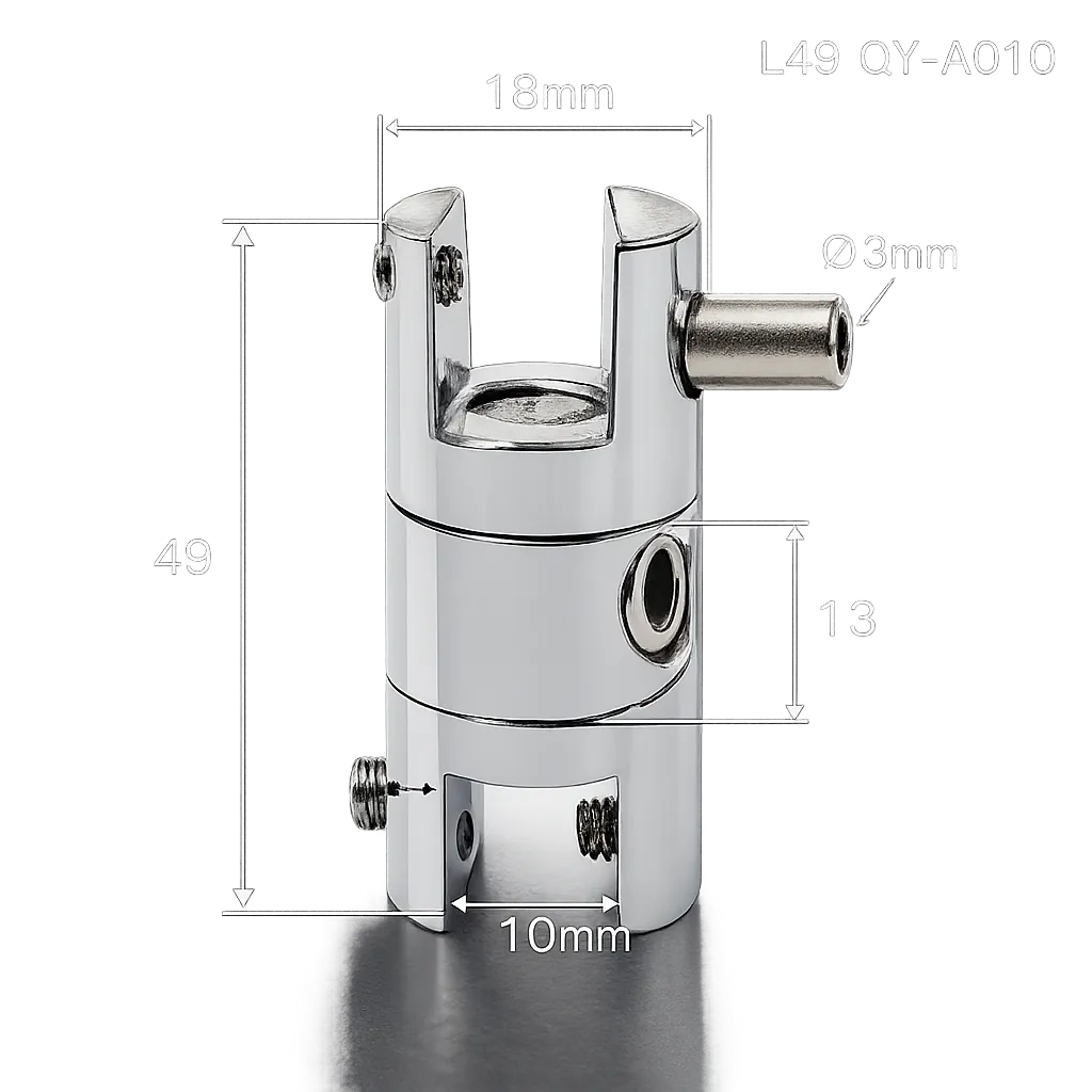 مشبك تثبيت L49mm لنيوون فليكس 360° Ø12 مم – سبيكة زنك – تشطيب مطلي بالكروم