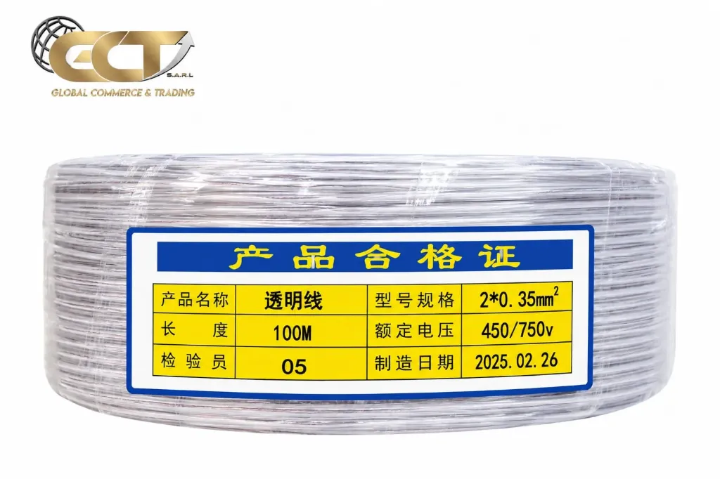 [CBL-2X035-TR-TC] Câble Transparent 2×0.35mm² – Cuivre Étamé – Spécial Néon Flex & Enseignes LED