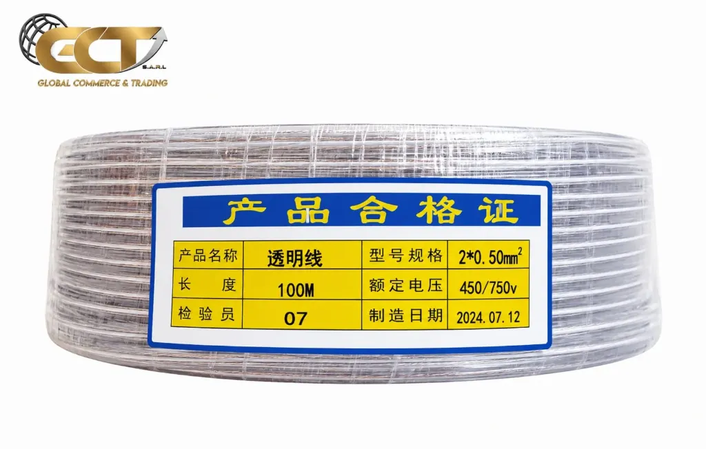 [CBL-2X05-TR-TC] Câble Transparent 2×0.5mm² – Cuivre Étamé – Spécial Néon Flex & Enseignes LED