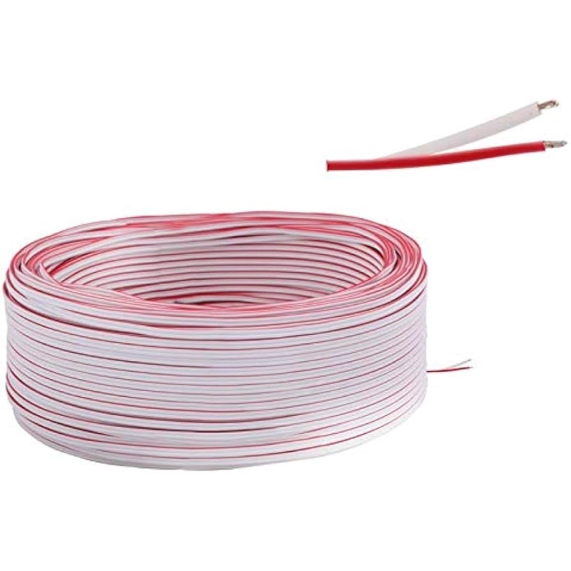 [CABLE-EL-2X0.75-CU-RW] Câble électrique – Cuivre pur – 2×0.75mm² – Polarité blanche/ligne rouge – Pour modules LED & enseignes