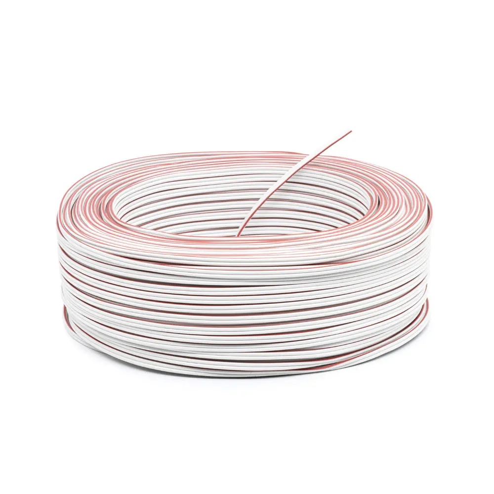 [99CB76] كابل كهربائي – نحاس نقي – 2×1mm² – قطبية بيضاء/خط أحمر – لتغذية وحدات LED واللافتات