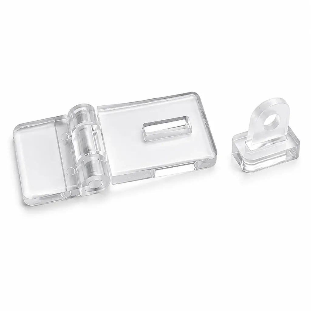 Charnière Acrylique Transparente avec Verrouillage pour Cadenas